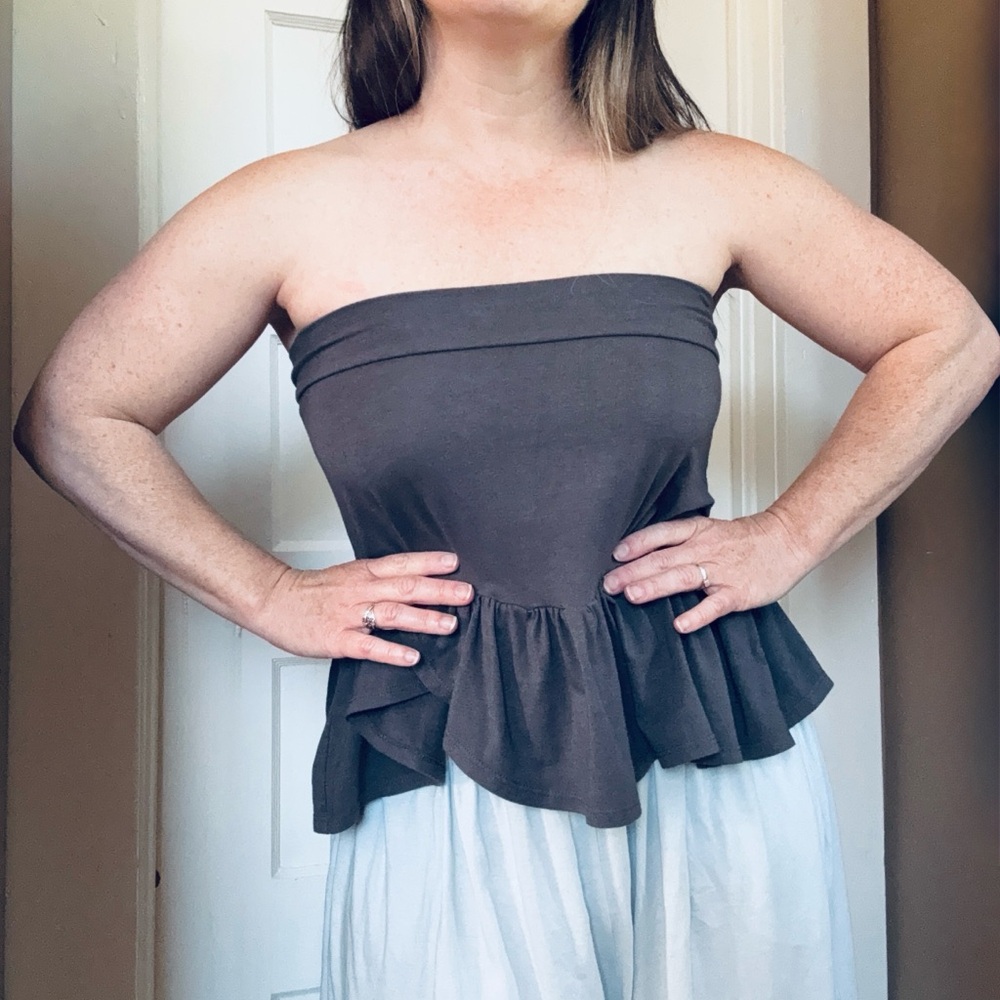 Vintage Organic Xylem Clothing company Strapless ruffle top or mini skirt